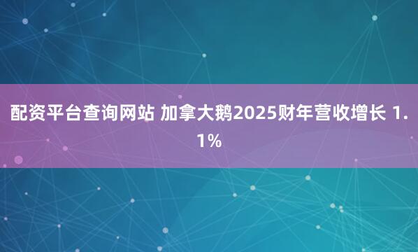 配资平台查询网站 加拿大鹅2025财年营收增长 1.1%