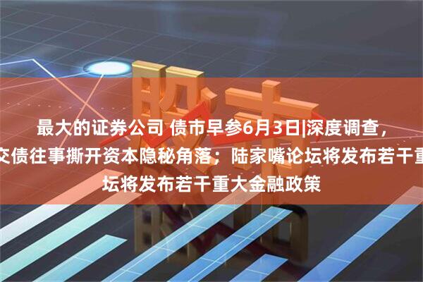 最大的证券公司 债市早参6月3日|深度调查，慈星股份可交债往事撕开资本隐秘角落；陆家嘴论坛将发布若干重大金融政策