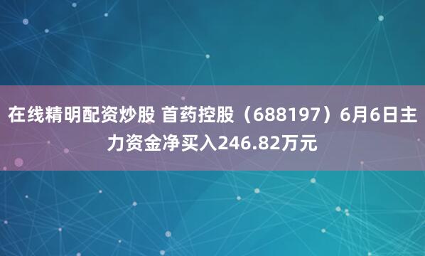 在线精明配资炒股 首药控股（688197）6月6日主力资金净买入246.82万元